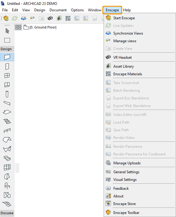 Enscape trong menu ArchiCAD cấp cao nhất Enscape trong menu ArchiCAD cấp cao nhất