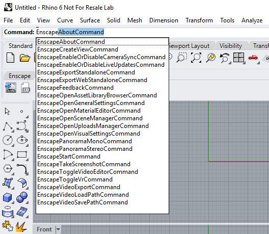 Truy cập Enscape qua chức năng Rhino Command Truy cập Enscape qua chức năng Rhino Command