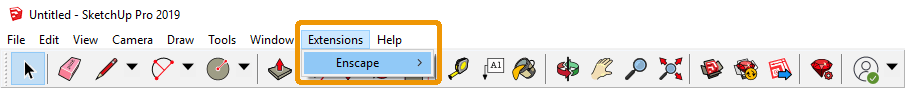Vị trí của menu Enscape trong SketchUp Vị trí của menu Enscape trong SketchUp