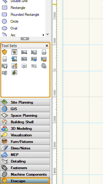Vị trí của Bộ công cụ Enscape trong Vectorworks Vị trí của Bộ công cụ Enscape trong Vectorworks