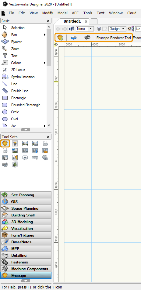 Khởi động Enscape qua thanh công cụ Khởi động Enscape qua thanh công cụ