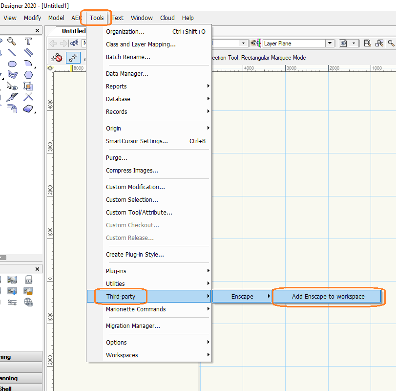 Bật bộ công cụ Enscape Bật bộ công cụ Enscape