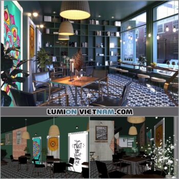 Coffee Shop - Sketchup Exteriors Scene By Cạ Dùi