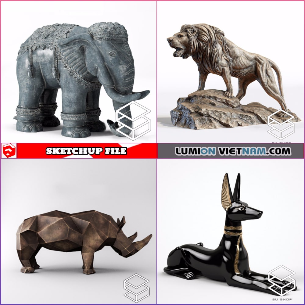 01 animal statue decor-sketchup model free download-min