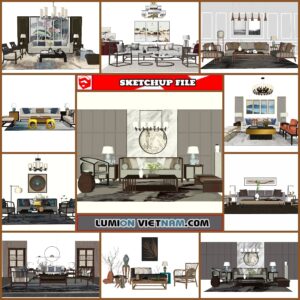 3D LIVING ROOM SET COLLECTION [SKETCHUP MODEL FREE DOWNLOAD]