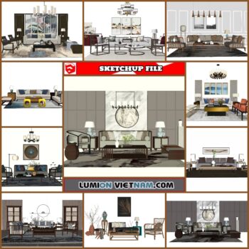 3D LIVING ROOM SET COLLECTION [SKETCHUP MODEL FREE DOWNLOAD]