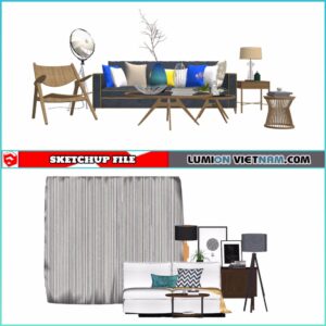 3D LIVING ROOM SET [SKETCHUP MODEL- FREE DOWNLOAD]