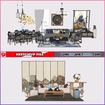 3D LIVING ROOM SET [SKETCHUP MODEL- FREE DOWNLOAD]