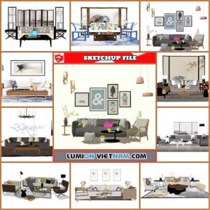 3D LIVING ROOM SET COLLECTION [SKETCHUP MODEL FREE DOWNLOAD]