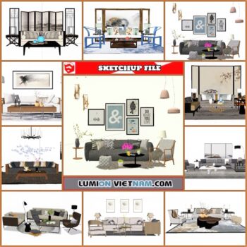 3D LIVING ROOM SET COLLECTION [SKETCHUP MODEL FREE DOWNLOAD]