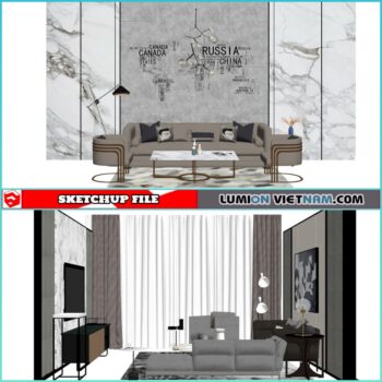3D LIVING ROOM SET [SKETCHUP MODEL- FREE DOWNLOAD]