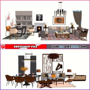 3D LIVING ROOM SET [SKETCHUP MODEL- FREE DOWNLOAD]