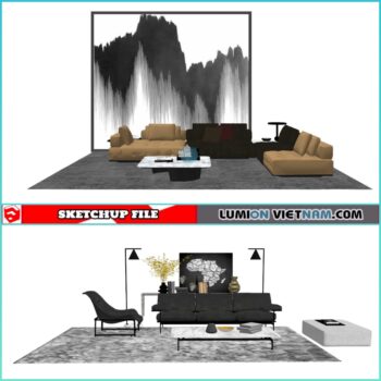 3D LIVING ROOM SET [SKETCHUP MODEL- FREE DOWNLOAD]