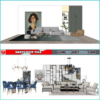 3D LIVING ROOM SET [SKETCHUP MODEL- FREE DOWNLOAD]