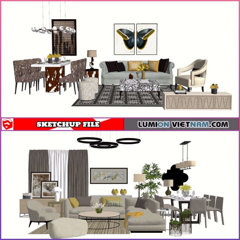 3D LIVING ROOM SET [SKETCHUP MODEL- FREE DOWNLOAD]