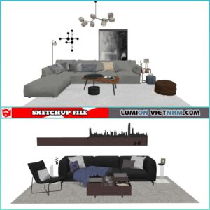 3D LIVING ROOM SET [SKETCHUP MODEL- FREE DOWNLOAD]