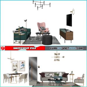 3D LIVING ROOM SET [SKETCHUP MODEL- FREE DOWNLOAD]
