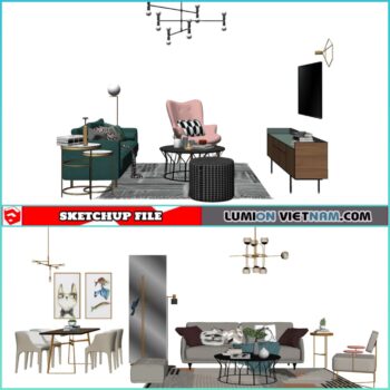 3D LIVING ROOM SET [SKETCHUP MODEL- FREE DOWNLOAD]