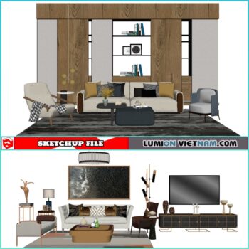 3D LIVING ROOM SET [SKETCHUP MODEL- FREE DOWNLOAD]