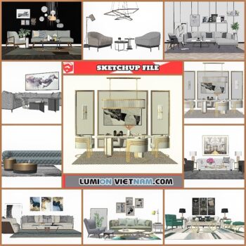 3D LIVING ROOM SET COLLECTION [SKETCHUP MODEL FREE DOWNLOAD]