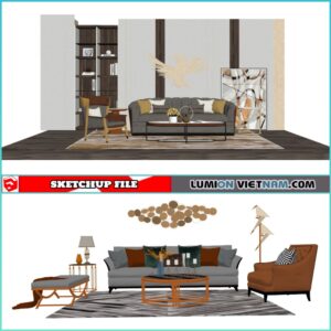 3D LIVING ROOM SET [SKETCHUP MODEL- FREE DOWNLOAD]