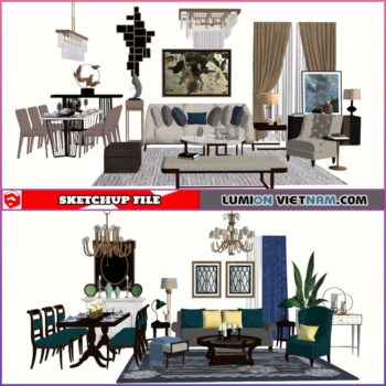 3D LIVING ROOM SET [SKETCHUP MODEL- FREE DOWNLOAD]