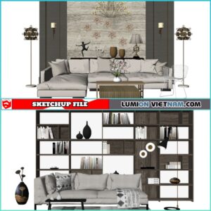 3D LIVING ROOM SET [SKETCHUP MODEL- FREE DOWNLOAD]