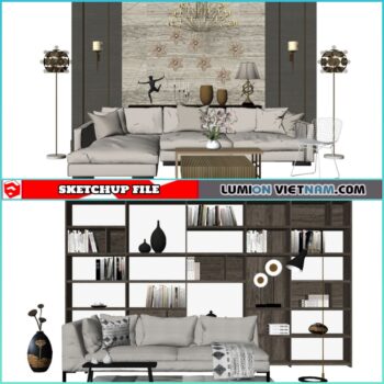 3D LIVING ROOM SET [SKETCHUP MODEL- FREE DOWNLOAD]