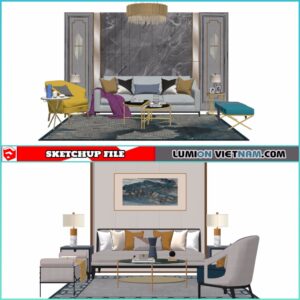 3D LIVING ROOM SET [SKETCHUP MODEL- FREE DOWNLOAD]