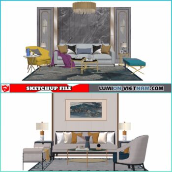 3D LIVING ROOM SET [SKETCHUP MODEL- FREE DOWNLOAD]