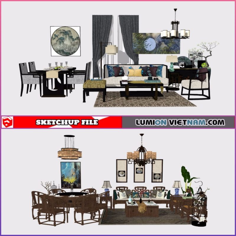3D LIVING ROOM SET [SKETCHUP MODEL- FREE DOWNLOAD]