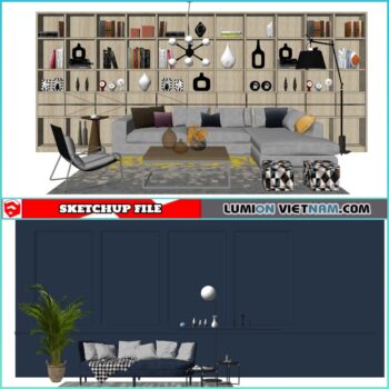 3D LIVING ROOM SET [SKETCHUP MODEL- FREE DOWNLOAD]