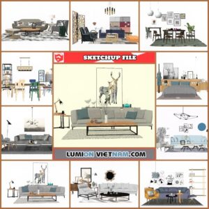3D LIVING ROOM SET COLLECTION [SKETCHUP MODEL FREE DOWNLOAD]