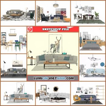 3D LIVING ROOM SET COLLECTION [SKETCHUP MODEL FREE DOWNLOAD]