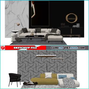 3D LIVING ROOM SET [SKETCHUP MODEL- FREE DOWNLOAD]