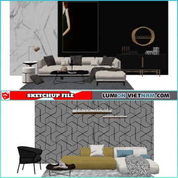 3D LIVING ROOM SET [SKETCHUP MODEL- FREE DOWNLOAD]