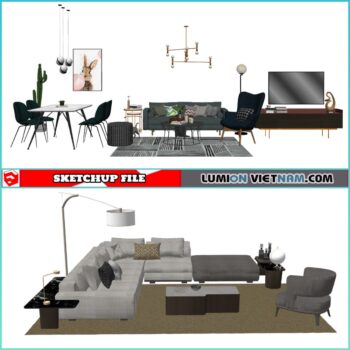 3D LIVING ROOM SET [SKETCHUP MODEL- FREE DOWNLOAD]