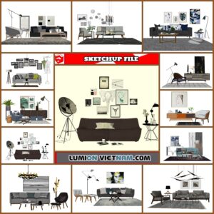 3D LIVING ROOM SET COLLECTION [SKETCHUP MODEL FREE DOWNLOAD]
