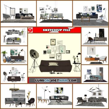 3D LIVING ROOM SET COLLECTION [SKETCHUP MODEL FREE DOWNLOAD]