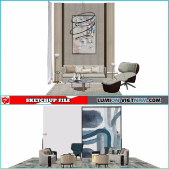 3D LIVING ROOM SET [SKETCHUP MODEL- FREE DOWNLOAD]