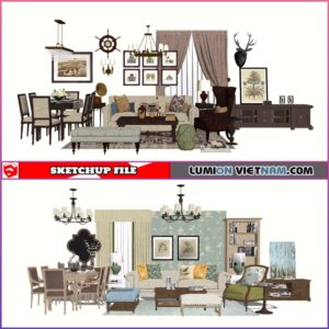 3D LIVING ROOM SET [SKETCHUP MODEL- FREE DOWNLOAD]