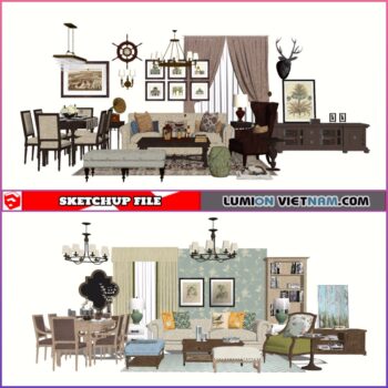 3D LIVING ROOM SET [SKETCHUP MODEL- FREE DOWNLOAD]