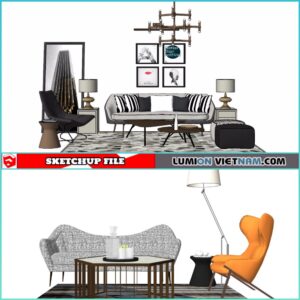 3D LIVING ROOM SET [SKETCHUP MODEL- FREE DOWNLOAD]