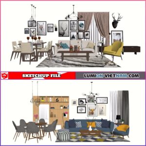 3D LIVING ROOM SET [SKETCHUP MODEL- FREE DOWNLOAD]