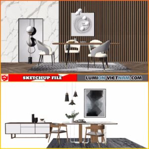 3D DINING ROOM SET [SKETCHUP MODEL-FREE DOWNLOAD]