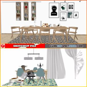 3D DINING ROOM SET [SKETCHUP MODEL-FREE DOWNLOAD]