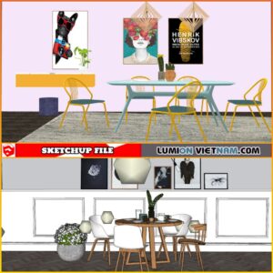 3D DINING ROOM SET [SKETCHUP MODEL- FREE DOWNLOAD]