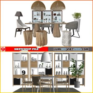 3D DINING ROOM SET [SKETCHUP MODEL-FREE DOWNLOAD]