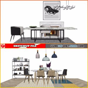 3D DINING ROOM SET [SKETCHUP MODEL-FREE DOWNLOAD]