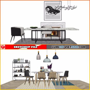 3D DINING ROOM SET [SKETCHUP MODEL-FREE DOWNLOAD]